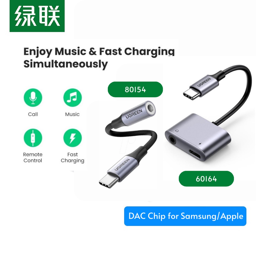 Ugreen (80154/60164) USBC to 3.5mm DAC Headphone Adapter Shopee Thailand