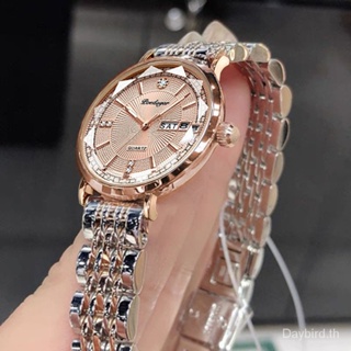 Poedagar Swiss Brand [พร้อมส่ง] 3013 นาฬิกาข้อมือควอตซ์แฟชั่น กันน้ํา มีปฏิทิน สําหรับสุภาพสตรี