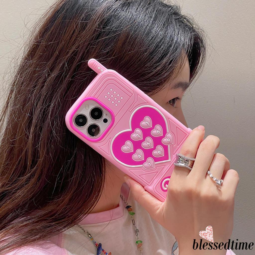 blessedtime-เคสโทรศัพท์มือถือซิลิโคน-ลายหัวใจบาร์บี้-สีชมพู-สําหรับ-iphone-13-pro-iphone-14-pro-iphone-13-pro-max-iphone-14-pro-max