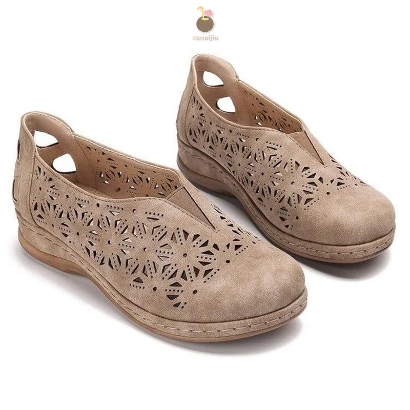 zapatos-de-mujer-รองเท้าแตะหนัง-สีน้ําตาล-สําหรับผู้หญิง