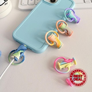 ปลอกซิลิโคน ลายการ์ตูนหน้ายิ้ม สําหรับถนอมสายชาร์จโทรศัพท์มือถือ D4G9