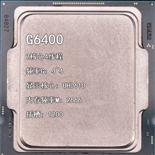 Qdow ช่องเสียบสายไฟ CPU 2023g6400 4G 2 Core 4 ช่อง 1200 UHD610 สําหรับตั้งโต๊ะ