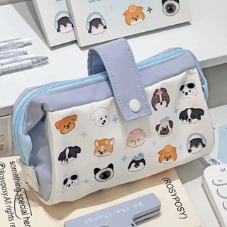 กระเป๋าเครื่องเขียน กระเป๋าดินสอ พิมพ์ลายลูกสุนัข จุของได้เยอะ สไตล์ญี่ปุ่น คุณภาพสูง สําหรับนักเรียน