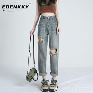EOENKKY กางเกงขายาว กางเกงยีสน์ผู้หญิง ทรงหลวม ๆ ตรง Retro Hip Hop Pants 2023 NEW Style  Comfortable ins Korean Style สไตล์เกาหลี A97L32V 36Z230909
