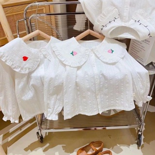 [Do Re Mi] เสื้อเชิ้ตสีขาวปกสไตล์ตะวันตกของเด็กผู้หญิง