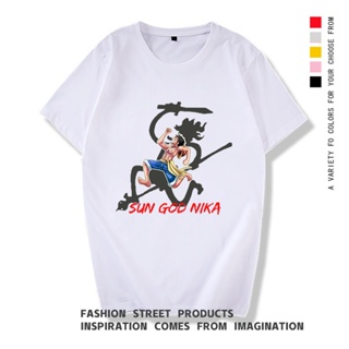 【hot sale】เสื้อยืดแขนสั้น คอกลม พิมพ์ลายกราฟฟิค One Piece Luffy Sun God Nika ขนาดใหญ่ สไตล์เกาหลี และญี่ปุ่น แฟชั่นฤดูร้