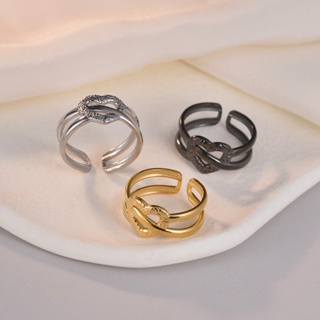 แบรนด์ใหม่ แฟชั่น สเตนเลส แหวน รูปหัวใจ สไตล์เรียบง่าย แหวนเปิด ผู้หญิง ไทเทเนียม