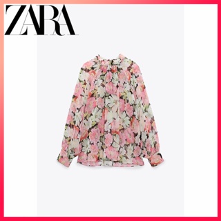 Zara ใหม่ เสื้อเชิ้ต พิมพ์ลายโบว์ สําหรับผู้หญิง