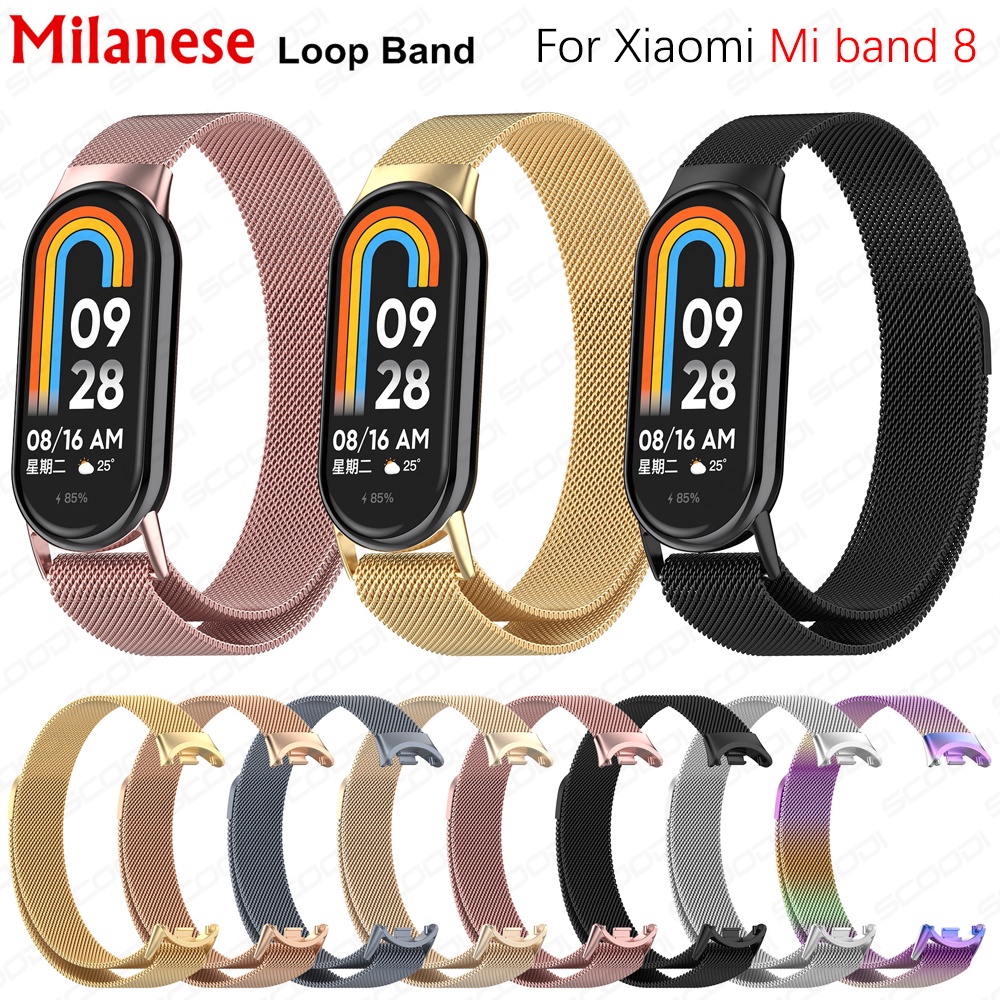 Milanese Loop Strap สําหรับ Xiaomi Mi Band 9 8 สแตนเลสนาฬิกาเข็มขัด ...