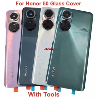 Esmy- เคสกระจกแข็ง ฝาหลัง พร้อมเลนส์กล้อง และกาว สําหรับ Huawei Honor 50