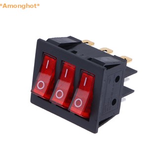 Amonghot&gt; ใหม่ สวิตช์โยก KCD3 ไฟสีแดง 3 ทาง 9 Pin 2 ตําแหน่ง เปิด-ปิด เปิด-ปิด 16A 20A 250 125V AC