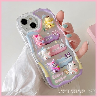 SANRIO เคสโทรศัพท์มือถือแบบนิ่ม กันกระแทก กันรอยกล้อง ลายซานริโอ้น่ารัก พร้อมเลเซอร์ สําหรับ iPhone 15 Pro Max 14 13 12 11 Pro Max