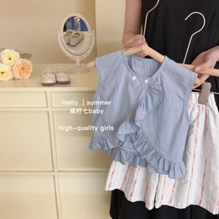 พร้อมส่ง ขายดี ชุดเสื้อแขนกุด และกางเกง ทรงหลวม แฟชั่นฤดูร้อน สไตล์เกาหลี และญี่ปุ่น สําหรับเด็กผู้หญิง 2023