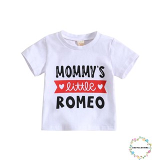 Babyclothes- เสื้อยืดลําลอง แขนสั้น คอกลม พิมพ์ลายตัวอักษร แฟชั่นฤดูร้อน สําหรับเด็กผู้ชาย และเด็กผู้หญิง