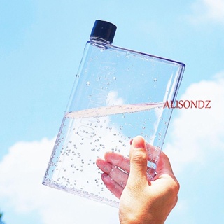 Alisondz ขวดน้ํา พลาสติก แบบพกพา สร้างสรรค์ 420 มล. ขวดเครื่องดื่มแบน
