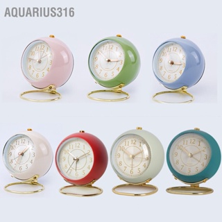  Aquarius316 นาฬิกาโลหะสไตล์ยุโรป Ingenious Mute Round เด็กนาฬิกาปลุกควอตซ์อิเล็กทรอนิกส์สำหรับห้องนั่งเล่นห้องนอน