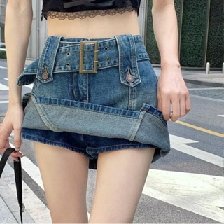 DaDuHey🎈 Retro Hip-Wrapped Short Skirt Denim Skirt Womens High Waist Slimming A- line Skirt Summer 2023 Hot Girl Skirt