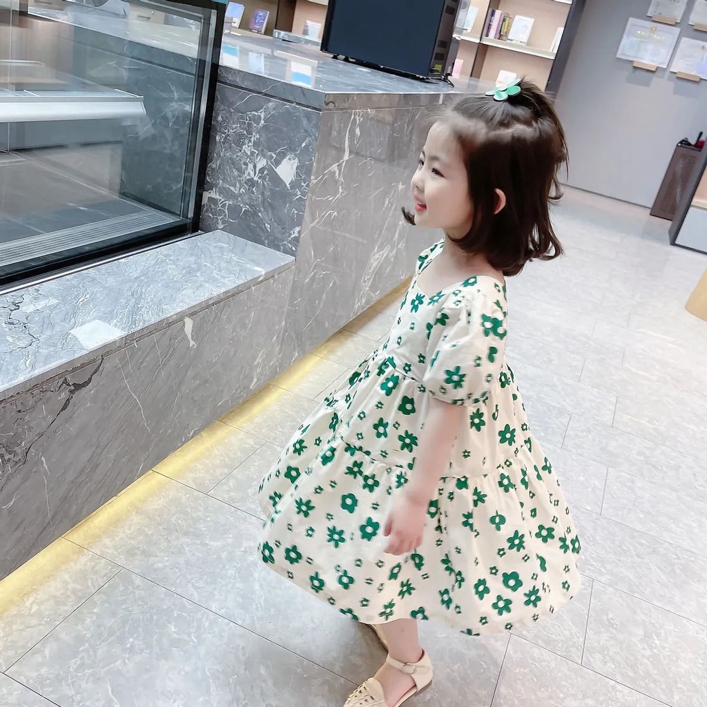 ชุดเดรสเด็กผู้หญิงฤดูร้อนปี-2023-เวอร์ชั่นเกาหลีใหม่ของชุดเดรสเจ้าหญิงสาวน้อยเด็กผู้หญิงสไตล์ต่างประเทศเทรนด์ชุดเดรสลายดอกไม้