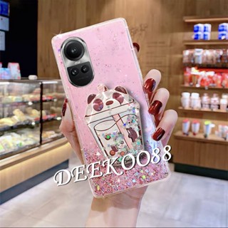 ใหม่ เคสโทรศัพท์มือถือ ลายการ์ตูนหมีชานมน่ารัก พร้อมขาตั้ง สําหรับ OPPO Reno10 Pro Plus Pro+ 5G 2023 Reno 10 10Pro Reno10Pro+