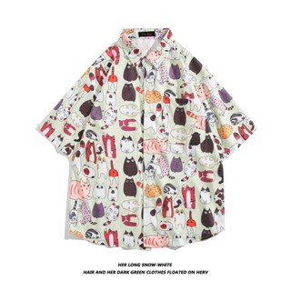 เสื้อเชิ้ตแขนสั้น พิมพ์ลายการ์ตูนสัตว์ ดอกไม้ สไตล์ฮาวาย เรโทร สําหรับผู้ชาย ไซซ์ M - 3XL