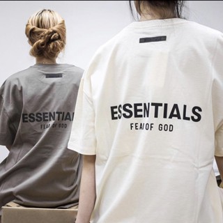 [พร้อมส่ง] เสื้อยืดแขนสั้น พิมพ์ลายตัวอักษร ESSENTIALS ทรงหลวม สําหรับผู้ชาย และผู้หญิง