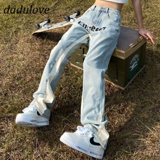 DaDulove💕 New American Ins High Street Retro Letter Jeans Niche High Waist Wide Leg Pants Large Size Trousers