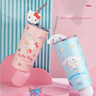 Sanrio Hello Kitty กระติกน้ําร้อนสเตนเลส แบบพกพา ของขวัญวันเกิด สําหรับเด็กผู้หญิง 600 มล.