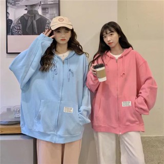 【Hoodie Oversize】เสื้อแจ็กเก็ตคาร์ดิแกน แขนยาว มีฮู้ด มีซิป ทรงหลวม ขนาดใหญ่ 175 กก. แฟชั่นฤดูใบไม้ร่วง