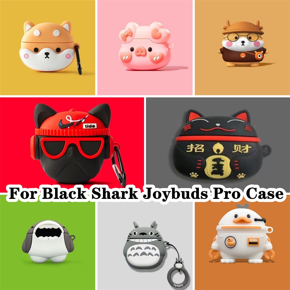คุณภาพสูง-เคสหูฟัง-แบบนิ่ม-ลายการ์ตูนฉลาม-สีดํา-สําหรับ-black-shark-joybuds-pro