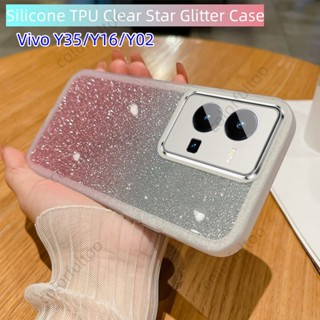 เคสซิลิโคน TPU ใส ลายกลิตเตอร์ดาว ไล่โทนสี กันกระแทก สําหรับ Vivo Y02 Vivo Y35 Y22 Y22S Y16 Y02S Y02 Y 02 Y02A Y02T