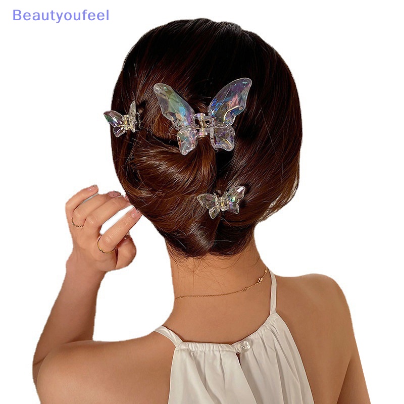 beautyoufeel-กิ๊บติดผมหางม้า-อะคริลิค-ประดับคริสตัล-รูปผีเสื้อ-หรูหรา-เครื่องประดับ-สําหรับเด็กผู้หญิง