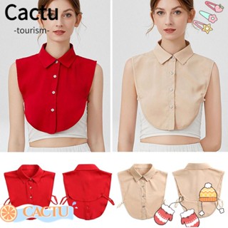 Cactu เสื้อเชิ้ตคอปกปลอม ถอดออกได้ สไตล์คลาสสิก สําหรับผู้หญิง