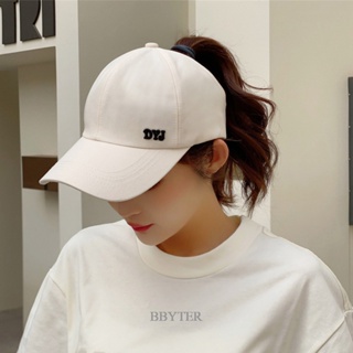 Bbyter [มาใหม่] หมวกเบสบอล หมวกแก๊ปเปล่า ทรงหางม้า ทรงสูง กันแดด พิมพ์ลายตัวอักษร สไตล์เกาหลี สําหรับผู้หญิง