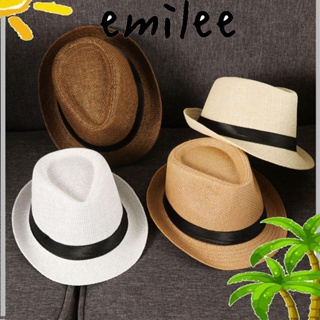 Emilee หมวกฟางปีกกว้าง หมวกแจ๊ส หมวกชายหาด สไตล์ปานามา