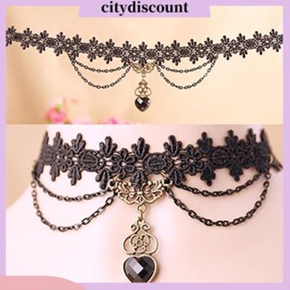 &lt;citydiscount&gt; สร้อยคอโชคเกอร์ ประดับลูกปัดลูกไม้ สไตล์โกธิค พังก์ วิคตอเรีย ของขวัญ สําหรับผู้หญิง