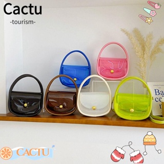 Cactu กระเป๋าถือ PVC แบบใส กันน้ํา ความจุขนาดใหญ่ สีแคนดี้ สําหรับเด็กผู้หญิง