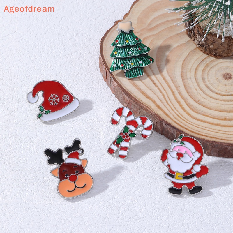 ageofdream-ใหม่-เข็มกลัด-ลายการ์ตูนซานตาคลอสน่ารัก-สําหรับแขวนตกแต่งต้นคริสต์มาส-หมวกยีน