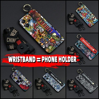 Lanyard Durable Phone Case For Redmi12 4G Kickstand Phone Holder personality Waterproof Back Cover Shockproof Wrist Strap