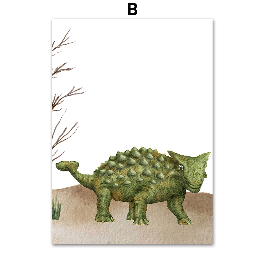 โปสเตอร์ภาพวาดผ้าใบ-รูปไดโนเสาร์จูราสสิก-t-rex-stegosaurus-สําหรับตกแต่งผนังห้องเด็ก