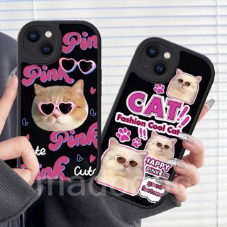 Soft Casing Samsung Galaxy A12 A13 A23 A73 A72 A53 A33 A52 A52S A11 A31 A70 A20 A30 A10S M11 M12 A22 LTE M22 M23 M32 M31 A32 A50 A50S A30S A03S A02S A21S A51 A71 4G 5G Cute good fortune Pink Fashion Cool Glasses Cat Phone Case 1XPN 77