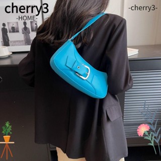 Cherry3 กระเป๋าสะพายไหล่ สะพายข้าง ใต้วงแขน หนัง PU ความจุขนาดใหญ่ สีพื้น เรียบง่าย สําหรับผู้หญิง