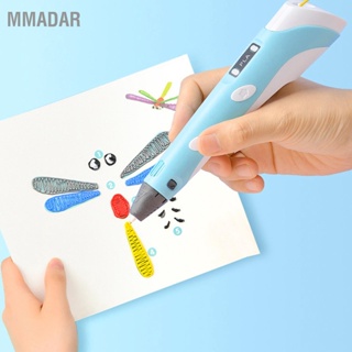 MMADAR 3D Printing Pen Kit Set with PLA Filament USB Data Cable Base Artist Toy English Blue