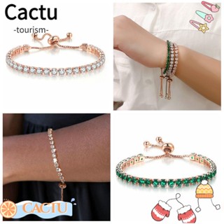 Cactu สร้อยข้อมือแฟชั่น ประดับเพชร เพทาย ลูกบาศก์ เทนนิส เครื่องประดับแฟชั่น