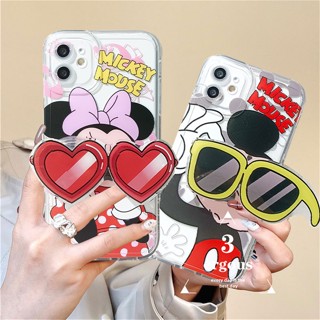 เคสโทรศัพท์มือถือแบบนิ่ม ใส ลายมิกกี้เมาส์ พร้อมที่ตั้งวางแว่นกันแดด สําหรับ OPPO A93 A15 A15s A16 A94 A9 A5 A31 A57 A76 A54 A74 A95 A53 A33 Reno 6 4 5F 4F A5s A3s A92 A72