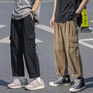 กางเกงขายาวผู้ชาย กางเกงคาร์โก้ลําลอง ทรงหลวม กางเกงผู้ชาย ทรงตรง แฟชั่นฤดูร้อน กางเกงคาร์โก้ผู้ชาย สไตล์เกาหลี สําหรับผู้ชาย ไซซ์ M - 3XL