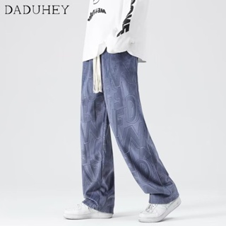 DaDuHey🔥 2023 New American Style Fashion Brand Hip Hop Loose Pants Mens Corduroy Full Printed Fashionable All-Match Straight Casual Pants