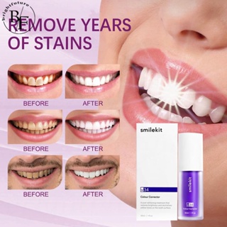 Tooth Cleansing Mousse Purple Bottled Press Toothpaste Refreshes Breath Whitens Teeth Stains Stains Removal Dental Cleansing