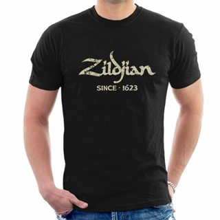 เสื้อยืดผู้ชาย เสื้อยืดโอเวอร์ไซส์ใหม่ตั้งแต่ 1623 Zildjian โลโก้ตัวอักษร Gildan สีดำS-3XL