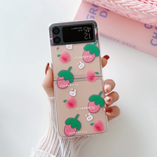 เคสโทรศัพท์มือถือ ลายการ์ตูนหมีน่ารัก พร้อมสายคล้อง สําหรับ Samsung Galaxy Z Flip4 Z Flip3 Z Flip4 Z Flip3