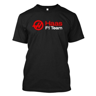 เสื้อเชิ้ตแขนสั้น เสื้อยืดสีดำ เสื้อยืด พิมพ์ลายกราฟฟิค Haas F1 Racing
